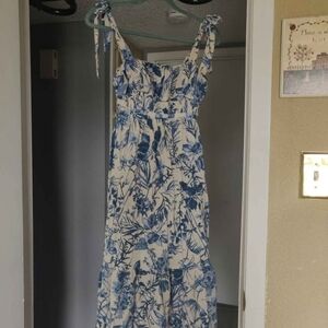 Blue Floral Midi Dress